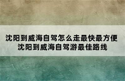 沈阳到威海自驾怎么走最快最方便 沈阳到威海自驾游最佳路线